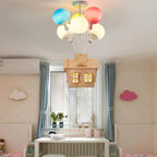 Flush Mount Ceiling Light | Balloon Cluster & Acrylic Wood Accents | For Children's Rooms