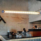 Linear Pendant Light | Integrated LED Metal & Glass | 123 cm