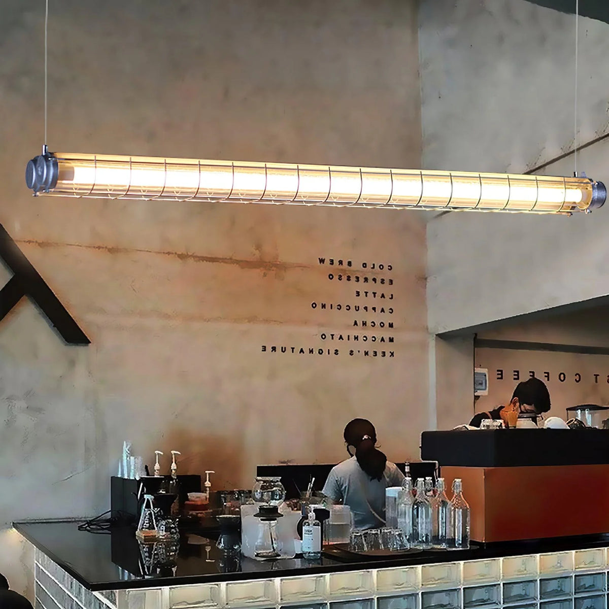 Linear Pendant Light | Integrated LED Metal & Glass | 123 cm