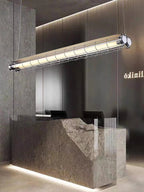 Linear Pendant Light | Integrated LED Metal & Glass | 123 cm
