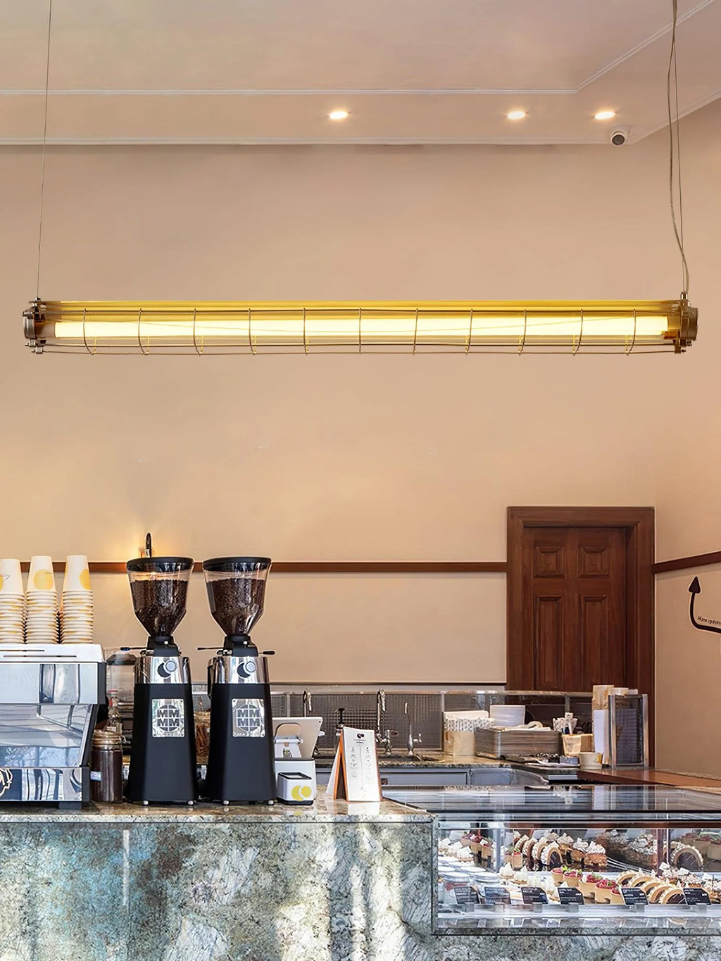 Linear Pendant Light | Integrated LED Metal & Glass | 123 cm