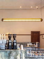 Linear Pendant Light | Integrated LED Metal & Glass | 123 cm