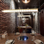 Linear Pendant Light | Integrated LED Metal & Glass | 123 cm