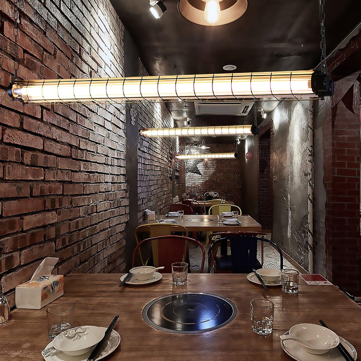 Linear Pendant Light | Integrated LED Metal & Glass | 123 cm