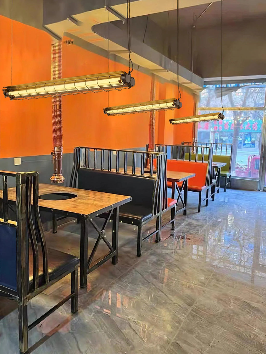 Linear Pendant Light | Integrated LED Metal & Glass | 123 cm