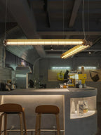 Linear Pendant Light | Integrated LED Metal & Glass | 123 cm