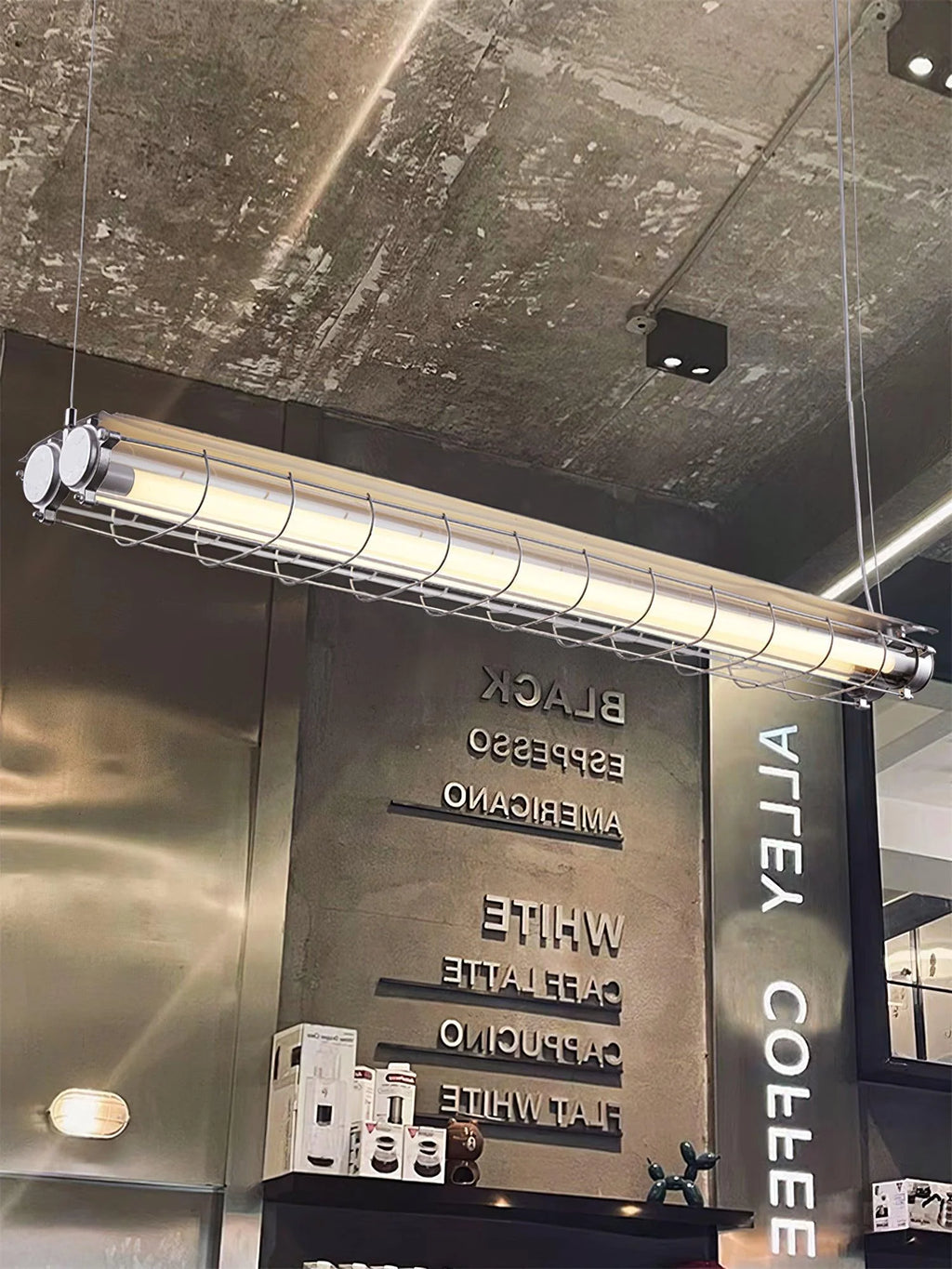 Linear Pendant Light | Integrated LED Metal & Glass | 123 cm