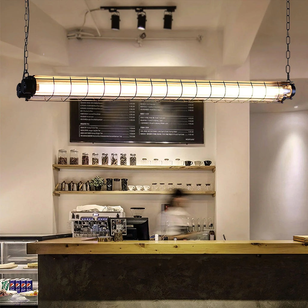 Linear Pendant Light | Integrated LED Metal & Glass | 123 cm