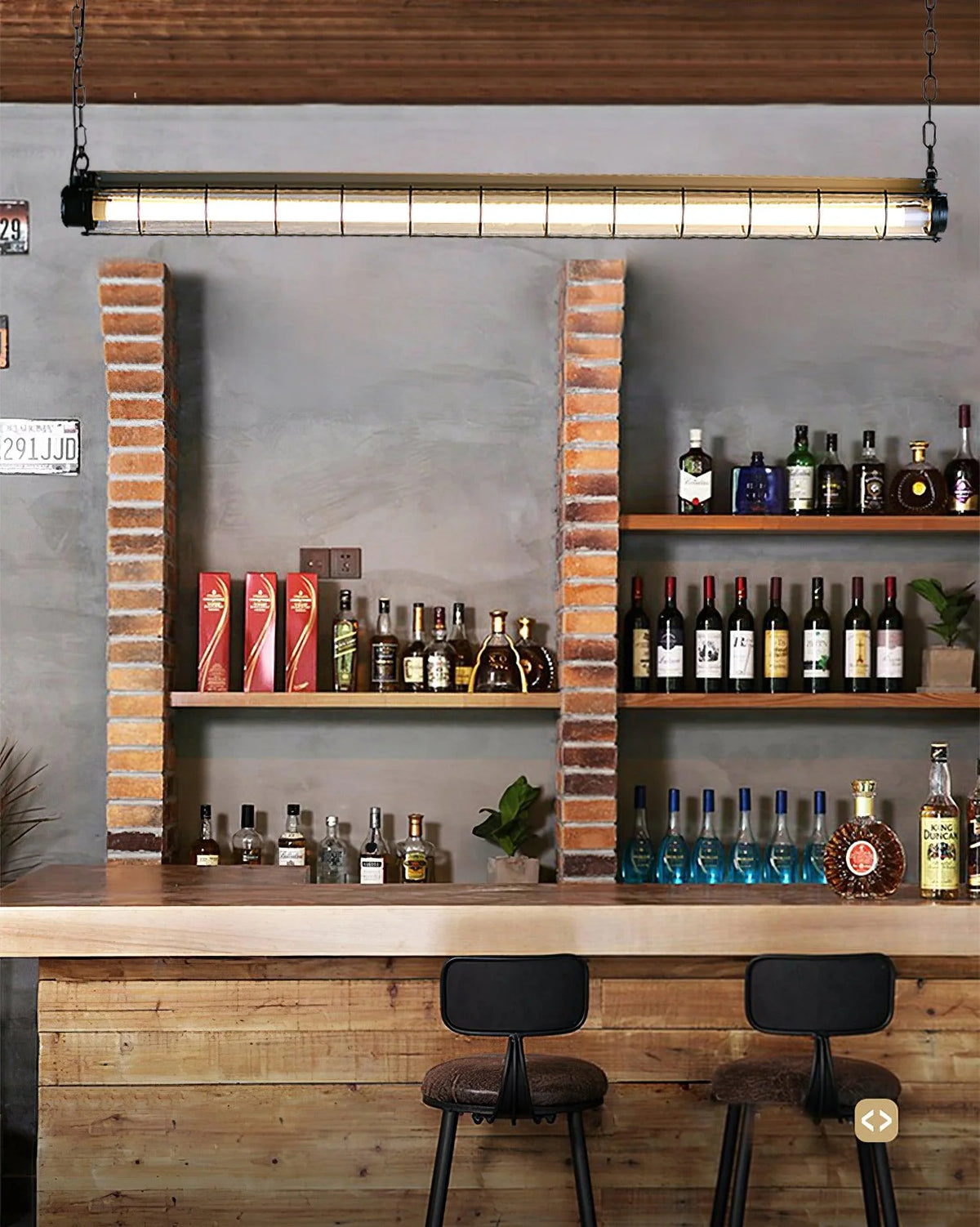 Linear Pendant Light | Integrated LED Metal & Glass | 123 cm