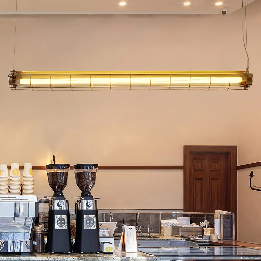 Linear Pendant Light | Integrated LED Metal & Glass | 123 cm