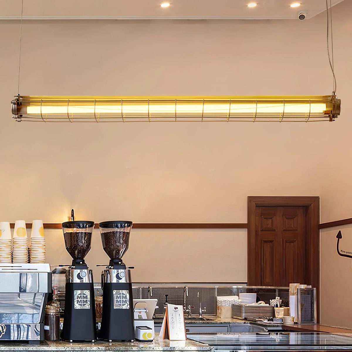 Linear Pendant Light | Integrated LED Metal & Glass | 123 cm
