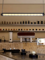 Linear Pendant Light | Integrated LED Metal & Glass | 123 cm