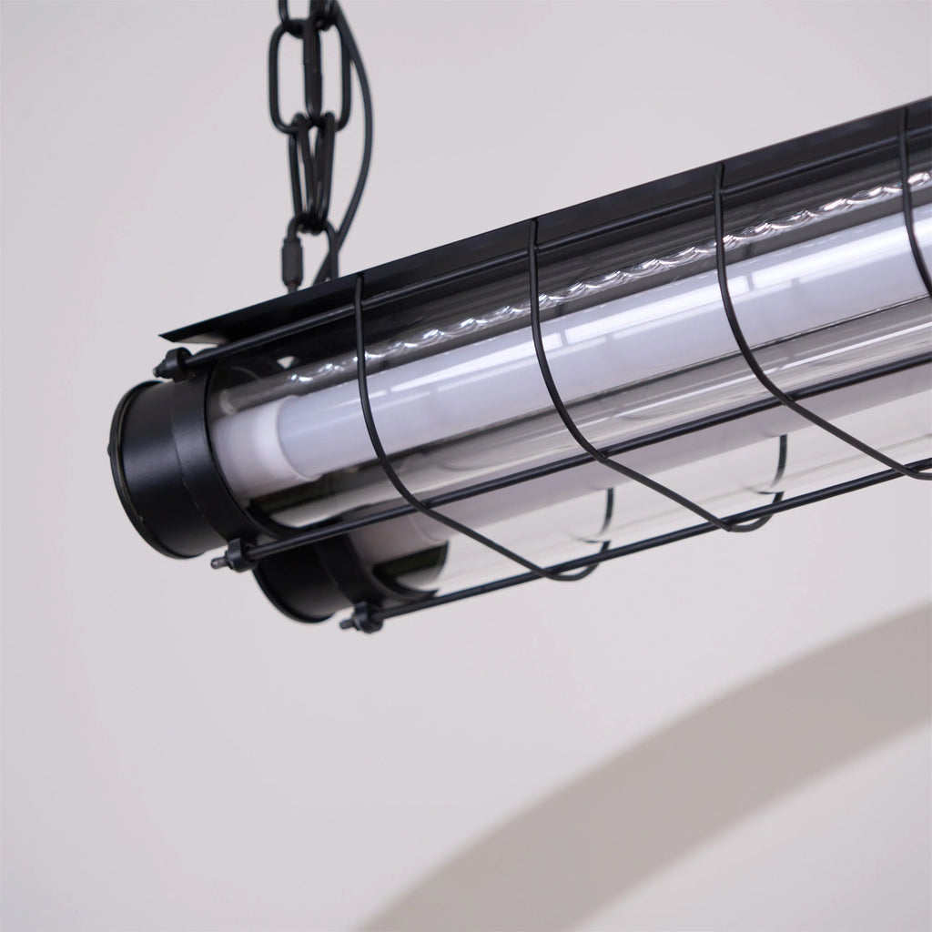 Linear Pendant Light | Integrated LED Metal & Glass | 123 cm
