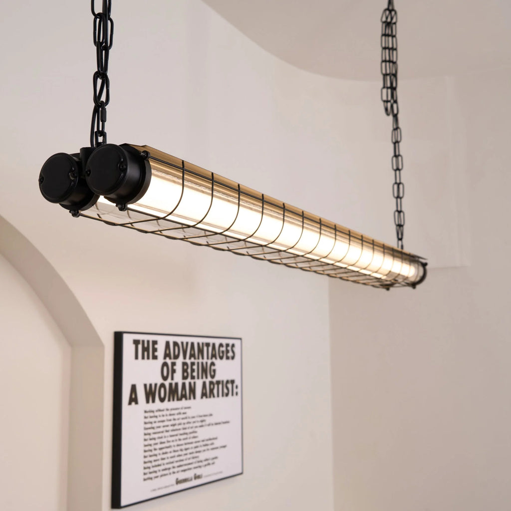Linear Pendant Light | Integrated LED Metal & Glass | 123 cm