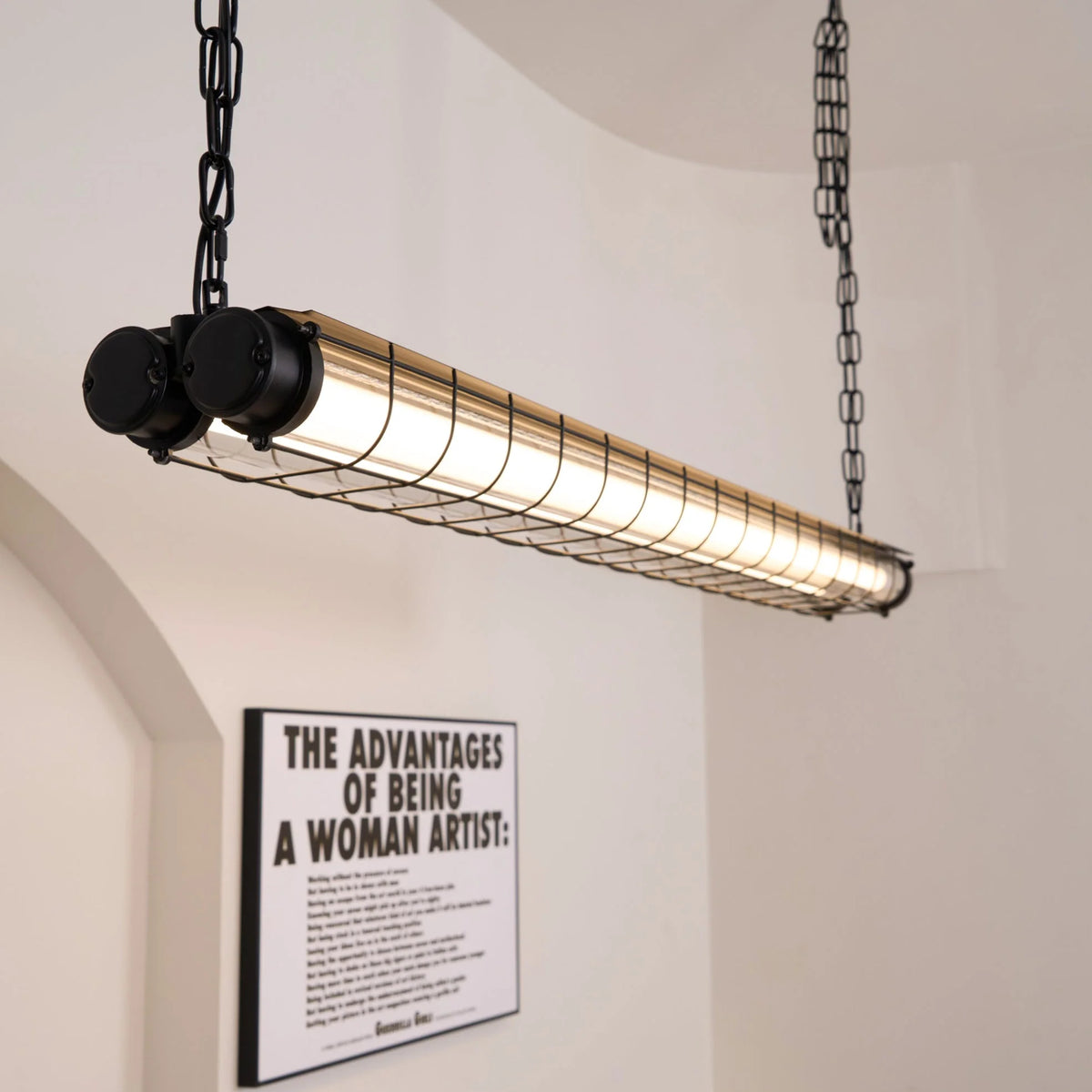 Linear Pendant Light | Integrated LED Metal & Glass | 123 cm