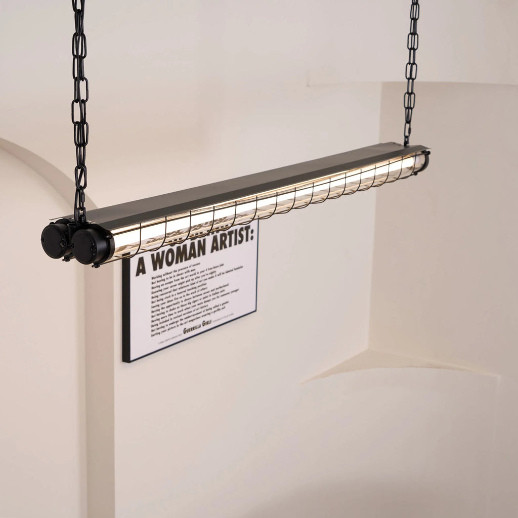 Linear Pendant Light | Integrated LED Metal & Glass | 123 cm