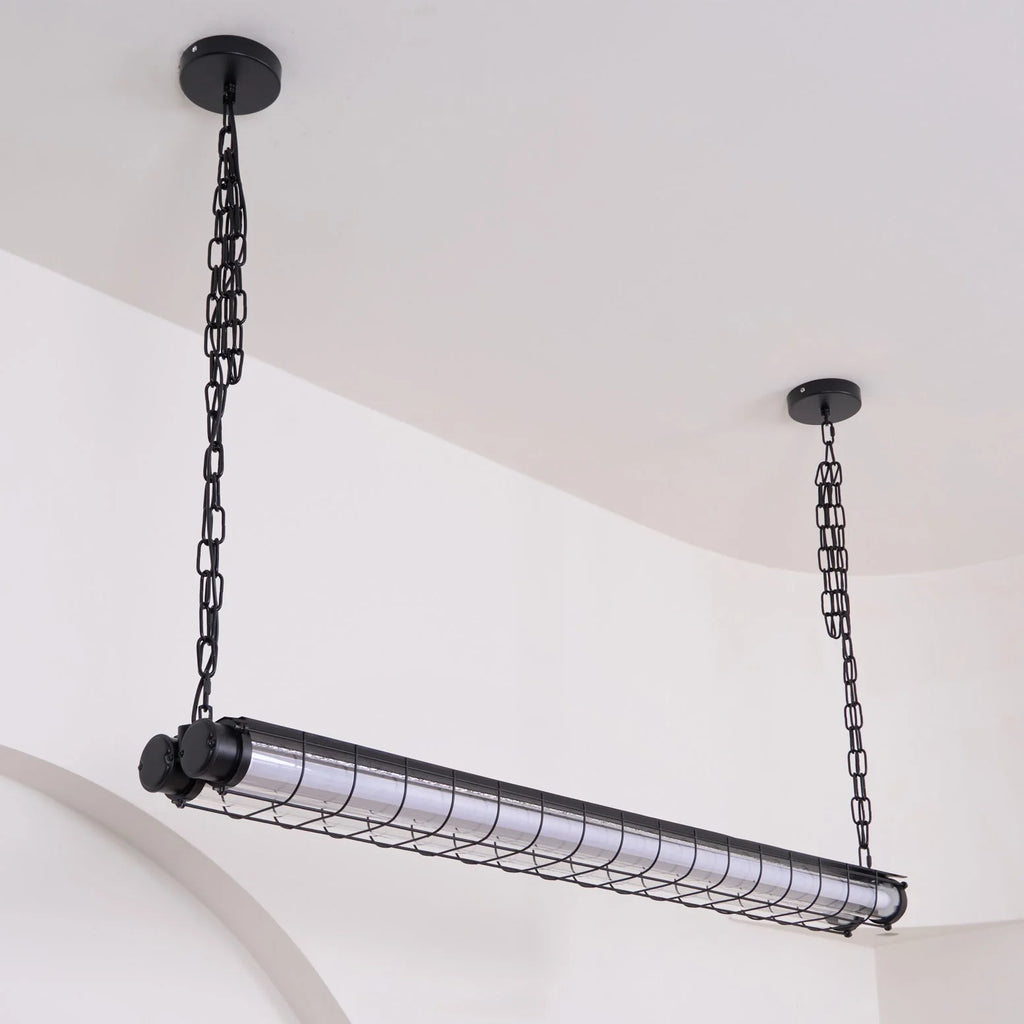 Linear Pendant Light | Integrated LED Metal & Glass | 123 cm