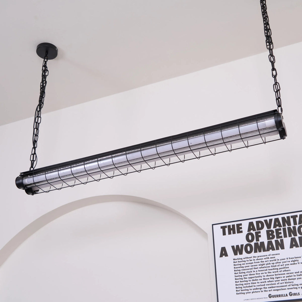 Linear Pendant Light | Integrated LED Metal & Glass | 123 cm