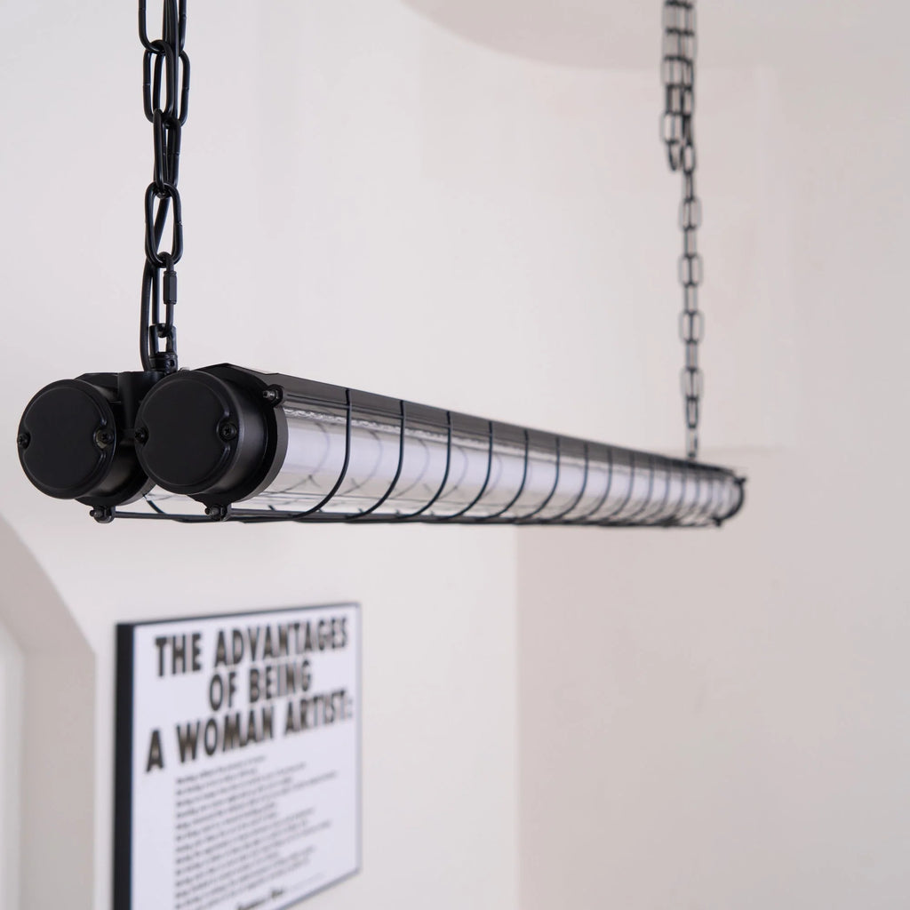 Linear Pendant Light | Integrated LED Metal & Glass | 123 cm