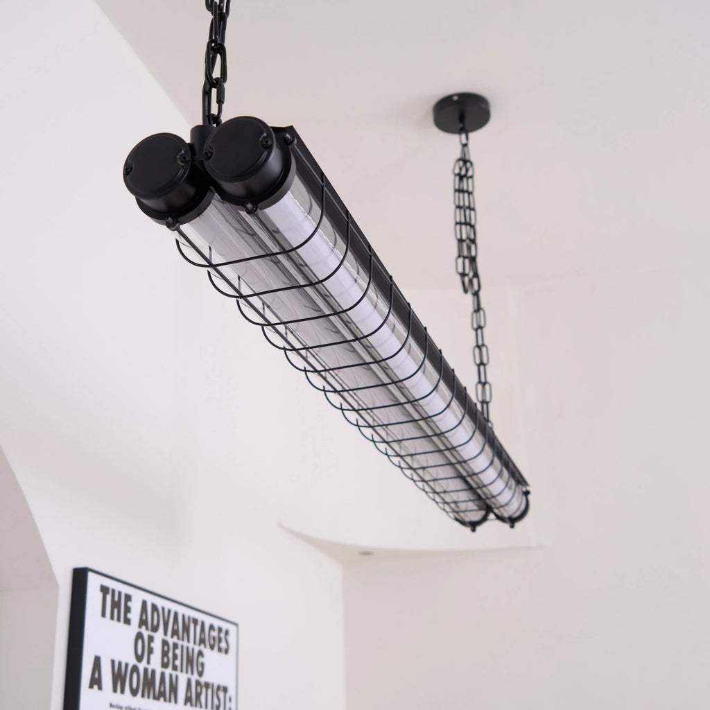 Linear Pendant Light | Integrated LED Metal & Glass | 123 cm
