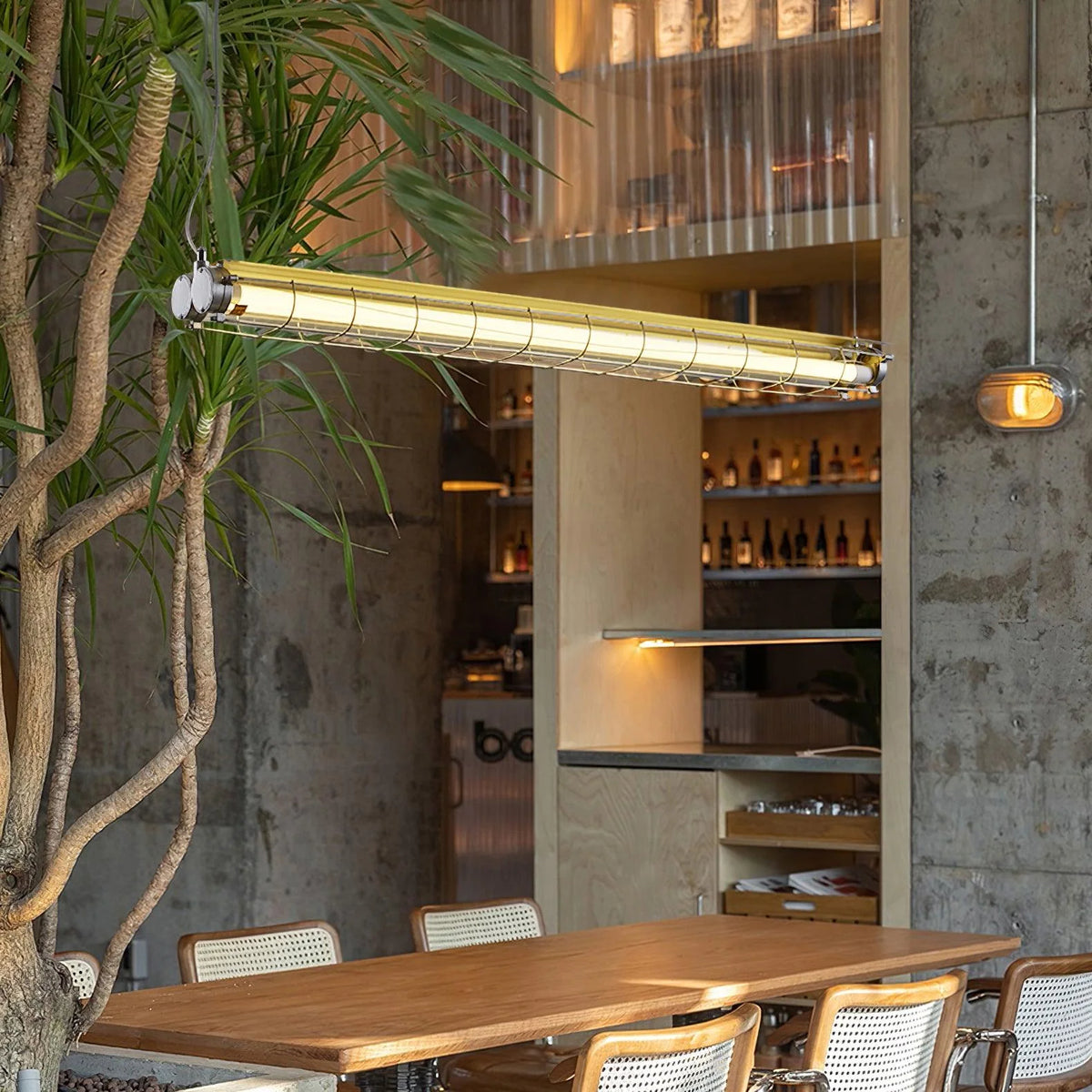Linear Pendant Light | Integrated LED Metal & Glass | 123 cm