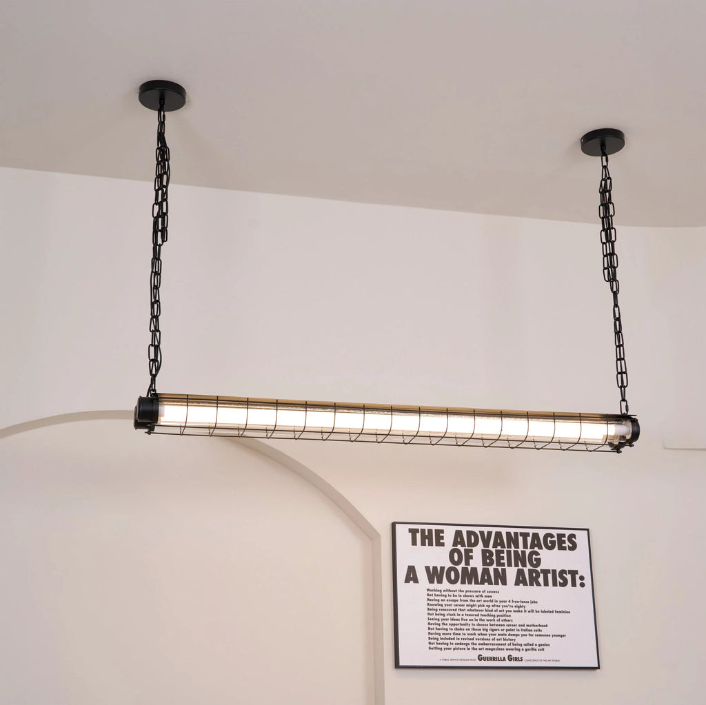 Linear Pendant Light | Integrated LED Metal & Glass | 123 cm
