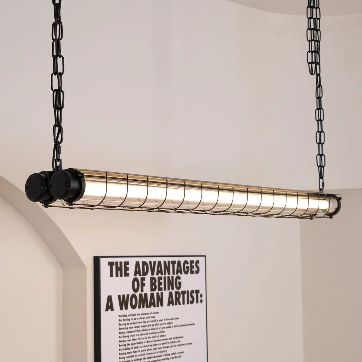 Linear Pendant Light | Integrated LED Metal & Glass | 123 cm