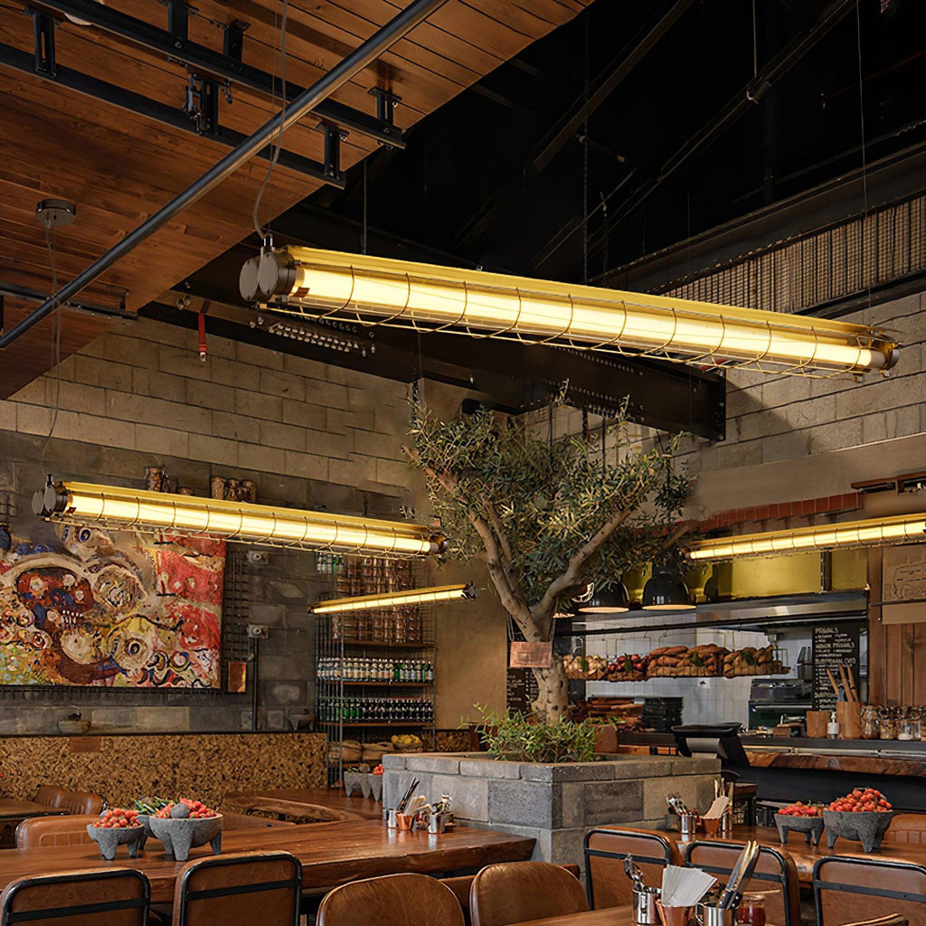 Linear Pendant Light | Integrated LED Metal & Glass | 123 cm