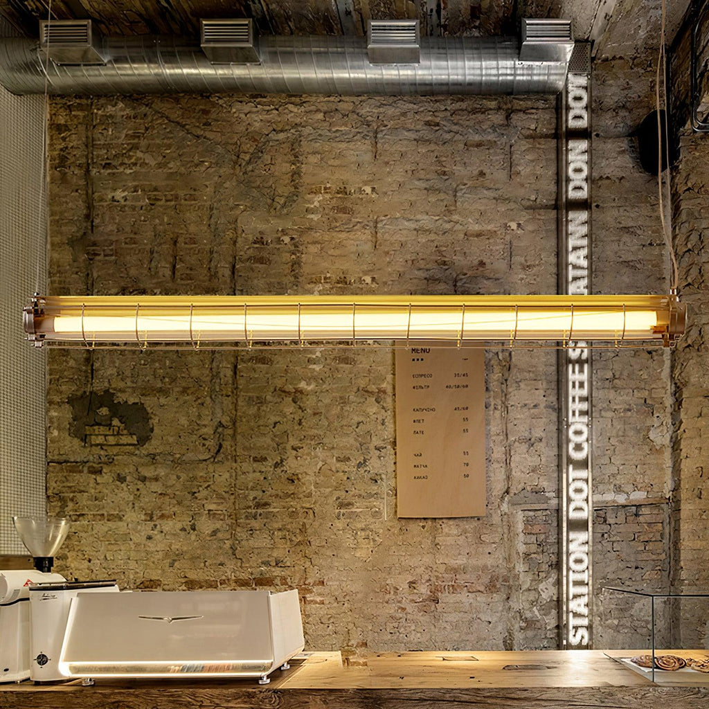 Linear Pendant Light | Integrated LED Metal & Glass | 123 cm