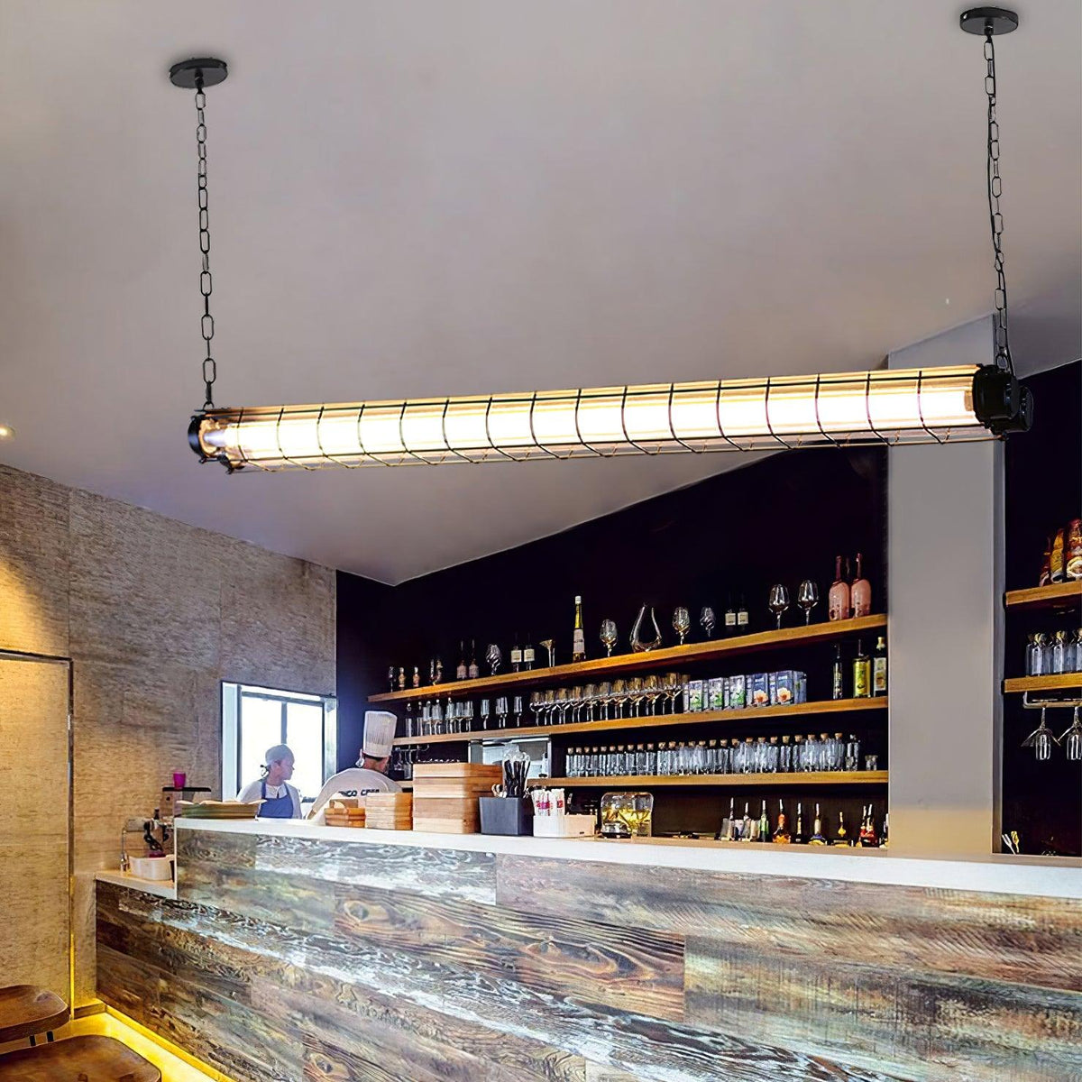 Linear Pendant Light | Integrated LED Metal & Glass | 123 cm