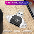 Memory Card Reader with USB, USB-C, Micro-USB and Lightning Connectors
