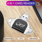 Memory Card Reader with USB, USB-C, Micro-USB and Lightning Connectors