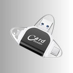 Memory Card Reader with USB, USB-C, Micro-USB and Lightning Connectors