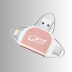 Memory Card Reader with USB, USB-C, Micro-USB and Lightning Connectors