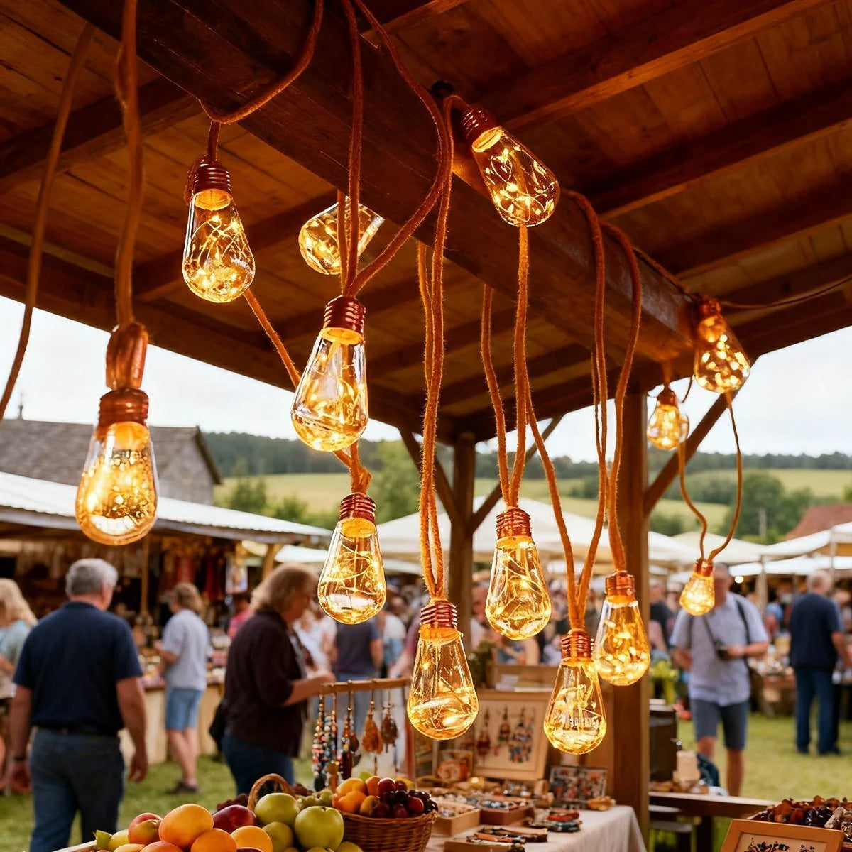Outdoor String Lights with Solar Panel