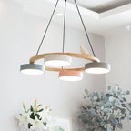 Pendant Chandelier | Round Bird Design & Wood, Resin & Acrylic Accents