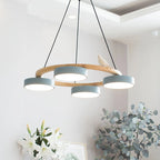 Pendant Chandelier | Round Bird Design & Wood, Resin & Acrylic Accents