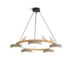 Pendant Chandelier | Round Bird Design & Wood, Resin & Acrylic Accents
