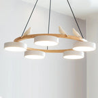 Pendant Chandelier | Round Bird Design & Wood, Resin & Acrylic Accents