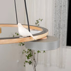Pendant Chandelier | Round Bird Design & Wood, Resin & Acrylic Accents