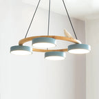 Pendant Chandelier | Round Bird Design & Wood, Resin & Acrylic Accents