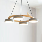 Pendant Chandelier | Round Bird Design & Wood, Resin & Acrylic Accents