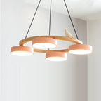 Pendant Chandelier | Round Bird Design & Wood, Resin & Acrylic Accents