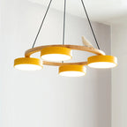 Pendant Chandelier | Round Bird Design & Wood, Resin & Acrylic Accents