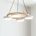Pendant Chandelier | Round Bird Design & Wood, Resin & Acrylic Accents