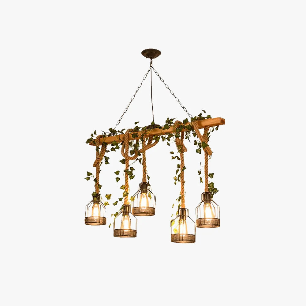 Pendant Light | Caged Wood & Metal & Adjustable Cord | 3/5-Light