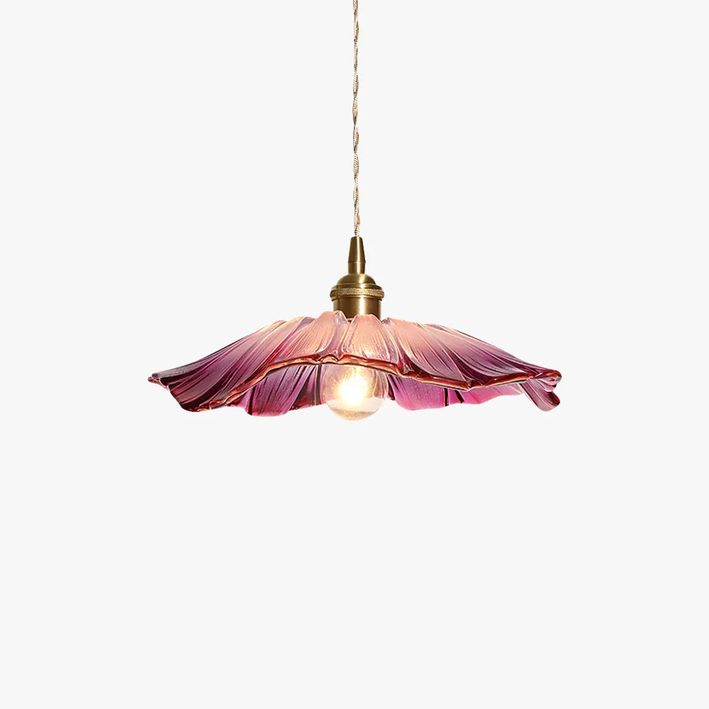 Pendant Light | Flower-Shaped Glass & Brass Accents | Three-Colour Switch