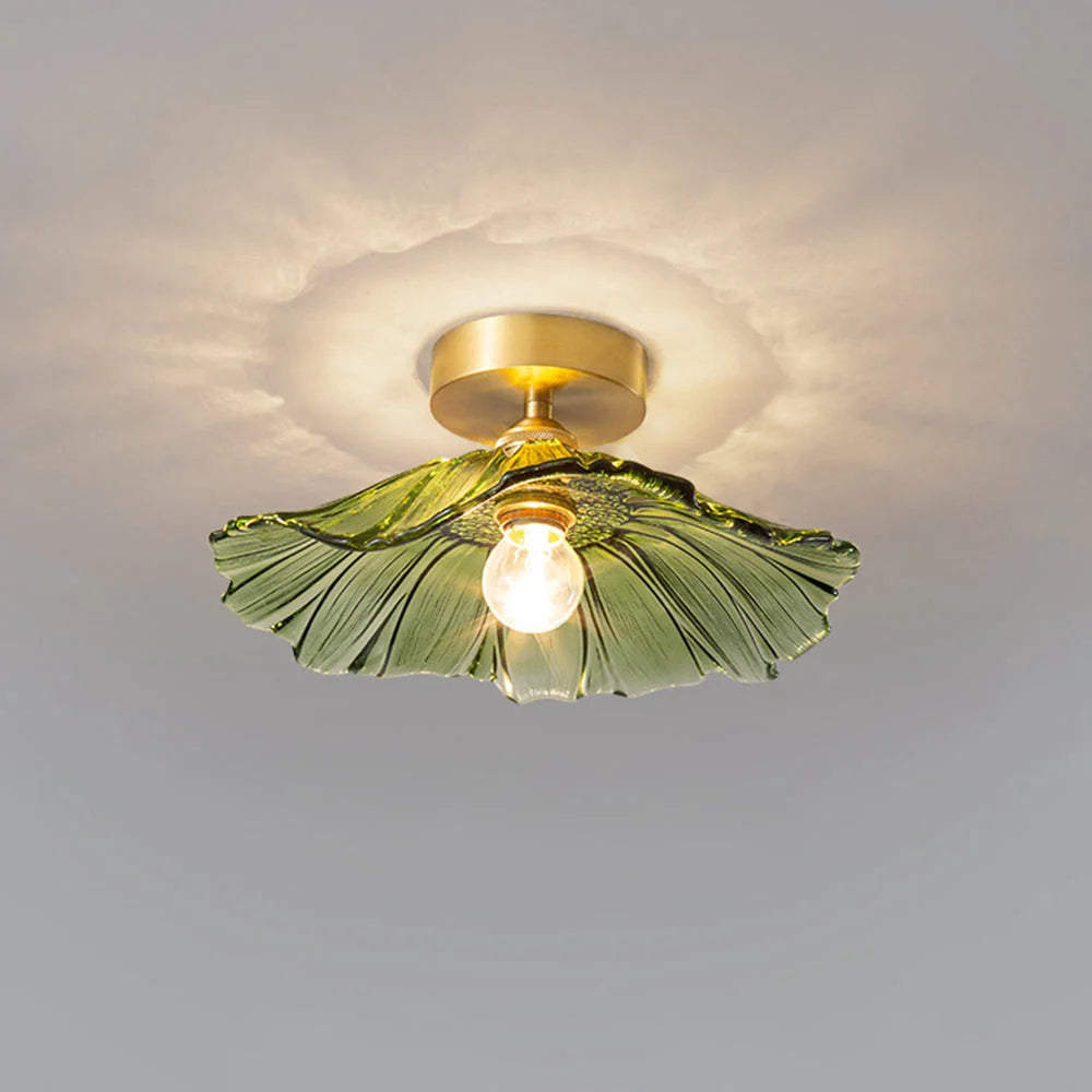 Pendant Light | Flower-Shaped Glass & Brass Accents | Three-Colour Switch