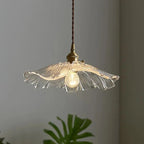 Pendant Light | Flower-Shaped Glass & Brass Accents | Three-Colour Switch