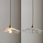 Pendant Light | Flower-Shaped Glass & Brass Accents | Three-Colour Switch
